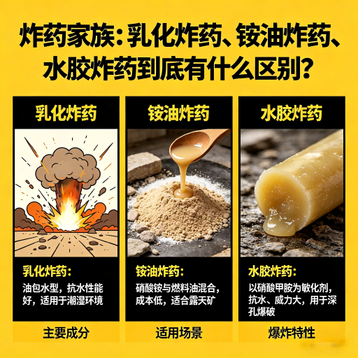 竹溪炸药家族：乳化炸药、铵油炸药、水胶炸药到底有什么区别？